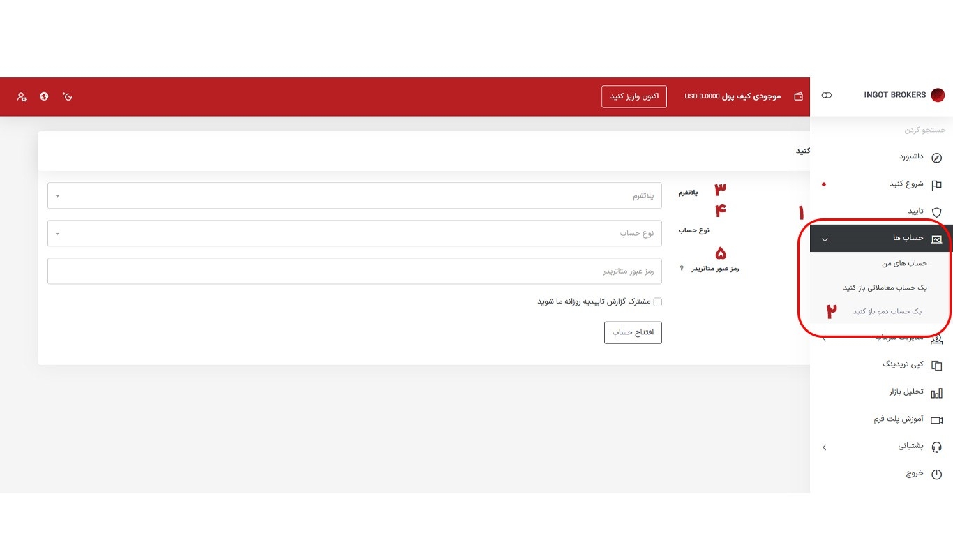 حساب دمو بروکر اینگات