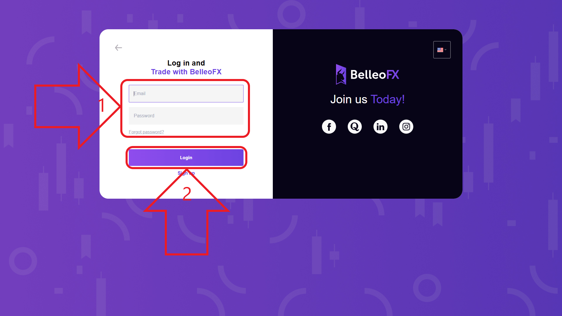 مرحله دوم از ورود به حساب کاربری در بروکر BelleoFX