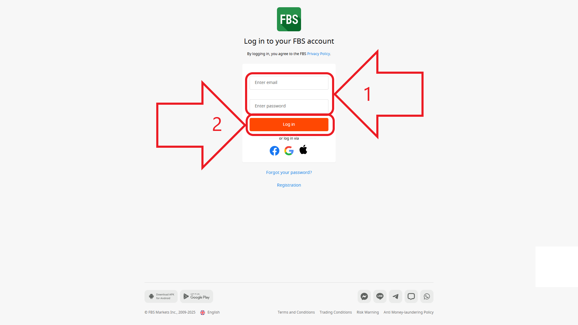 مرحله دوم از ورود به حساب کاربری در بروکر FBS