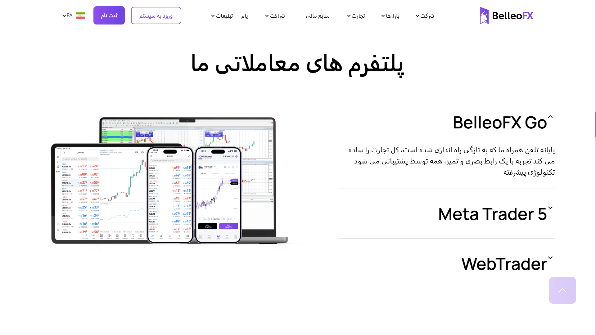 پلتفرم معاملاتی بروکر BelleoFX