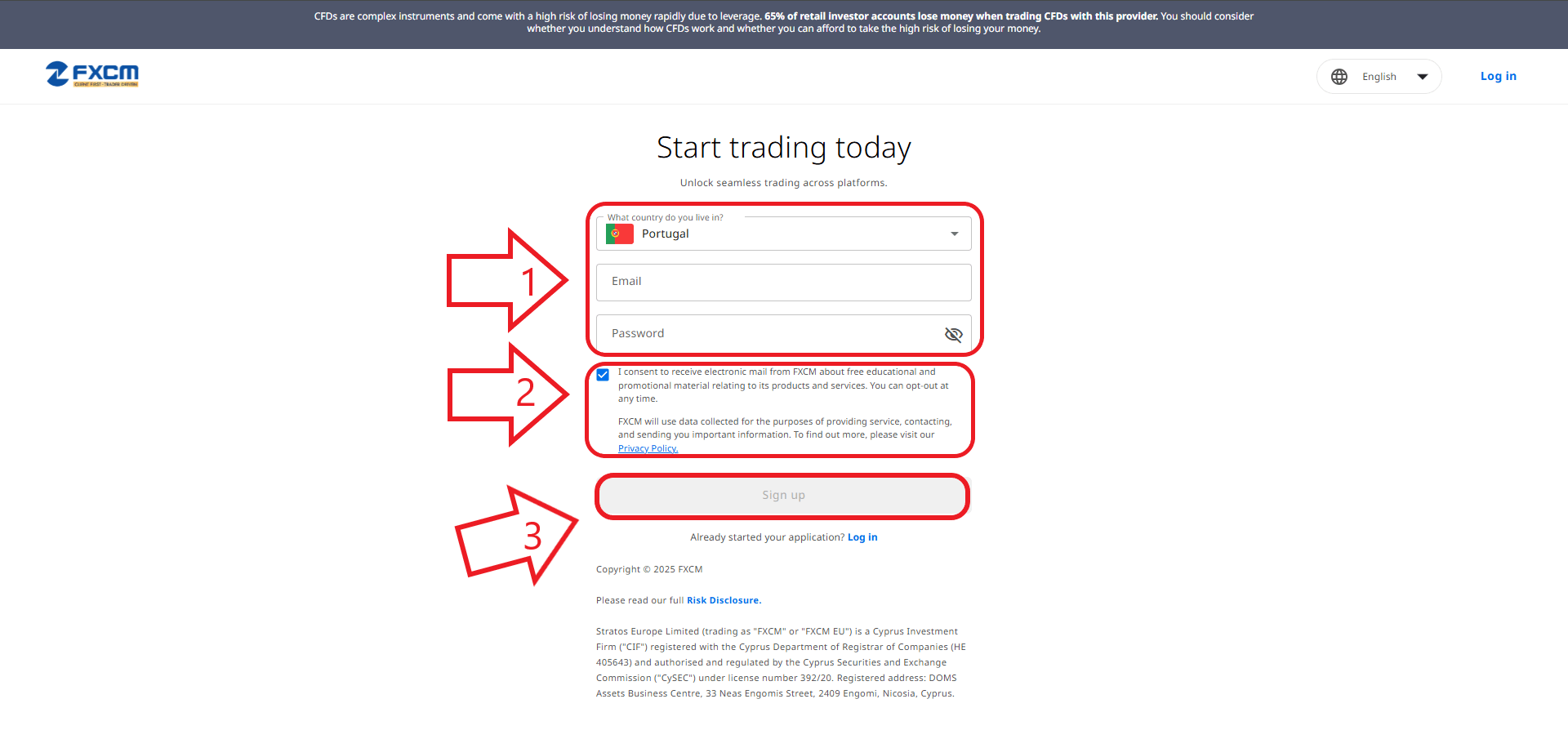 مرحله دوم از ثبت نام در بروکر FXCM