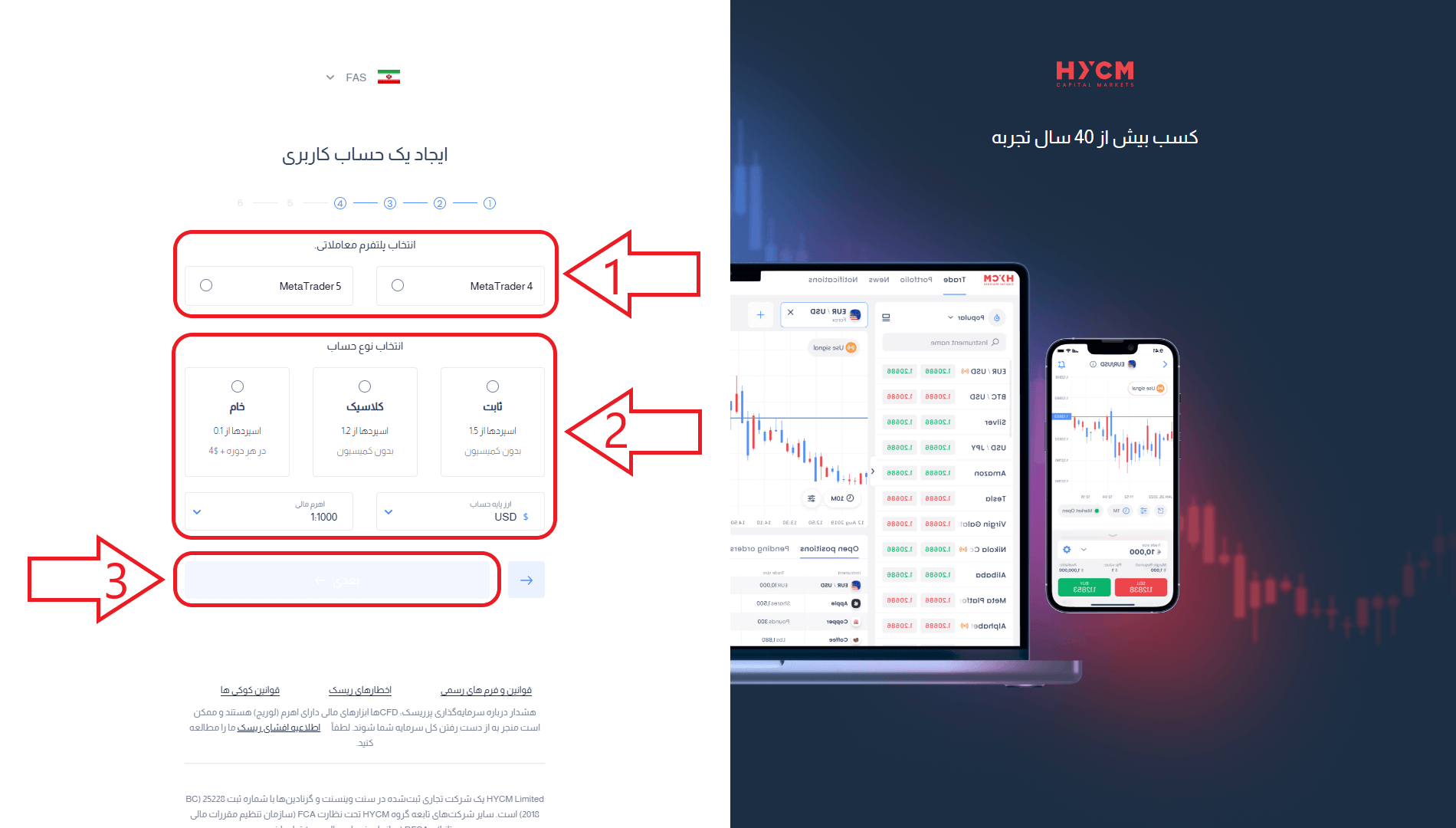 مرحله چهارم ثبت نام در بروکر اچ وای سی ام