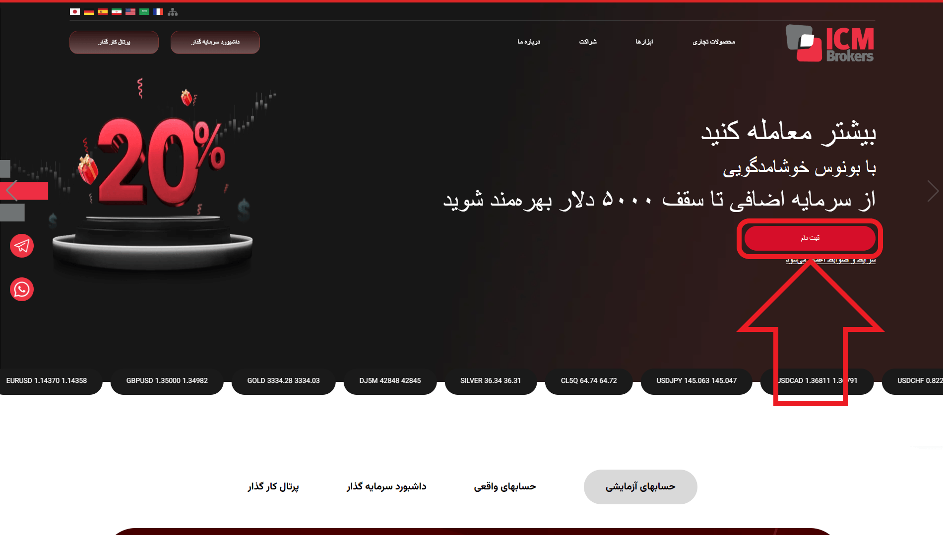 مرحله اول از ثبت نام در بروکر ای سی ام