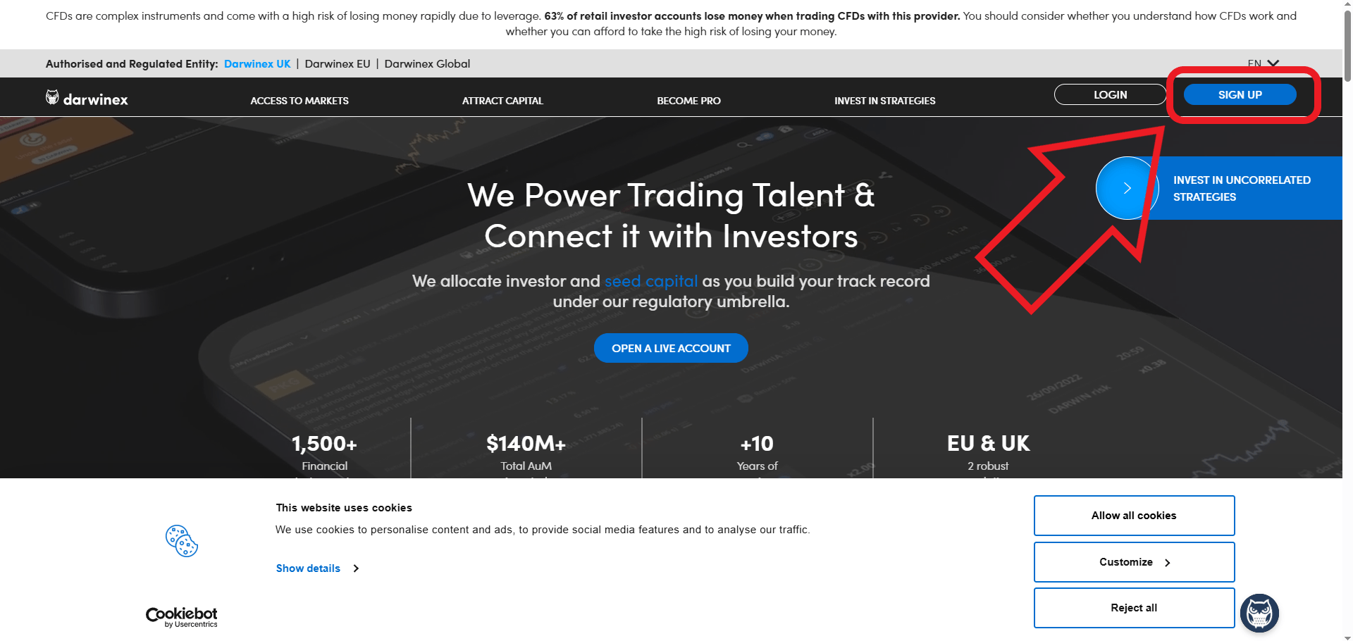 مرحله اول ثبت نام در بروکر Darwinex