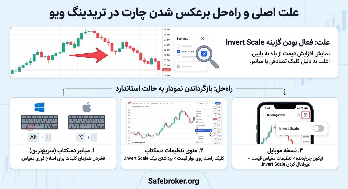 برعکس شدن چارت در تریدینگ ویو
