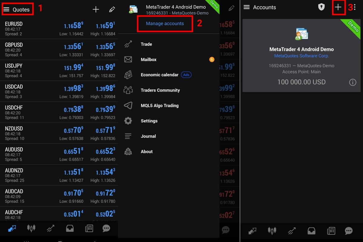 نحوه ورود به متاتریدر 4 اندروید